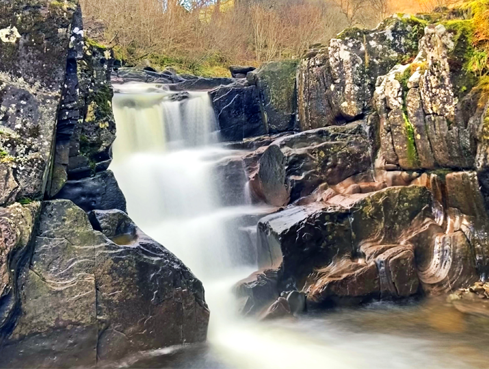 Bracklinn Waterfall long exposure winter colours