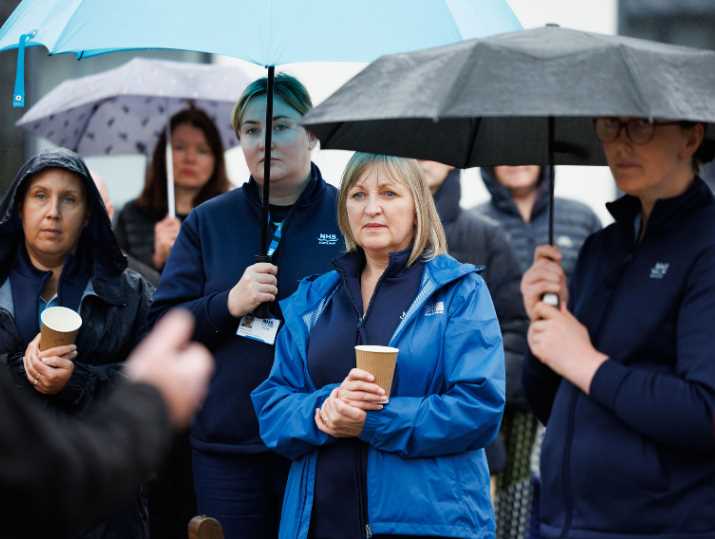 Staff at Murray Royal Hospital look on during speeches at the launch event.