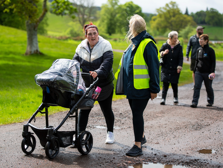 Stacey enjoys a walk with other members of the Healthy Valleys Health Walk.